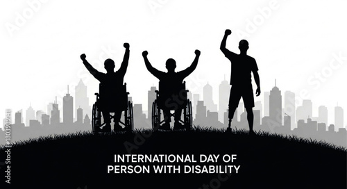 Silhouettes of Disabled People Celebrating International Day of Persons with Disabilities.