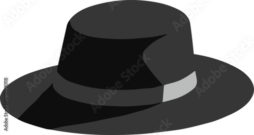 Stylish black fedora hat featuring a contrasting ribbon detail, beautifully isolated on a transparent background, perfect for fashion and accessory designs.