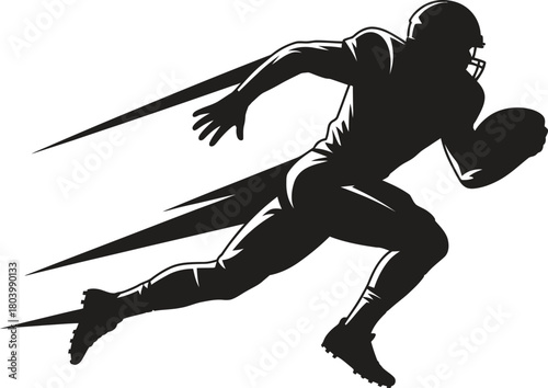 American Football Running Silhouette with Speed Lines – Dynamic Sports Vector