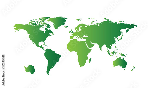 Green world map vector, earth planet sustainability graphic, nature eco globe illustration, isolated conservation element, environmental geography background, modern
