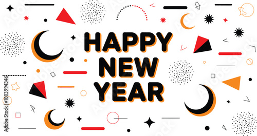 Festive new year illustration with vibrant party elements confetti and celebratory graphics