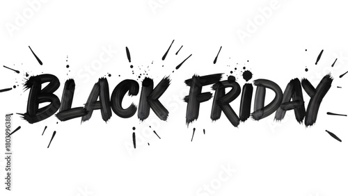 Bold Black Friday sale announcement with dynamic brushstrokes and ink splatter, perfect for marketing campaigns