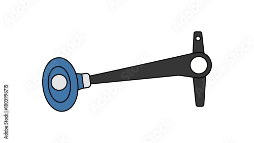 A cartoon drawing of a medical otoscope with a blue head and black handle