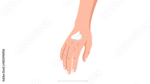 A cartoon hand with a dollop of white cream on the back