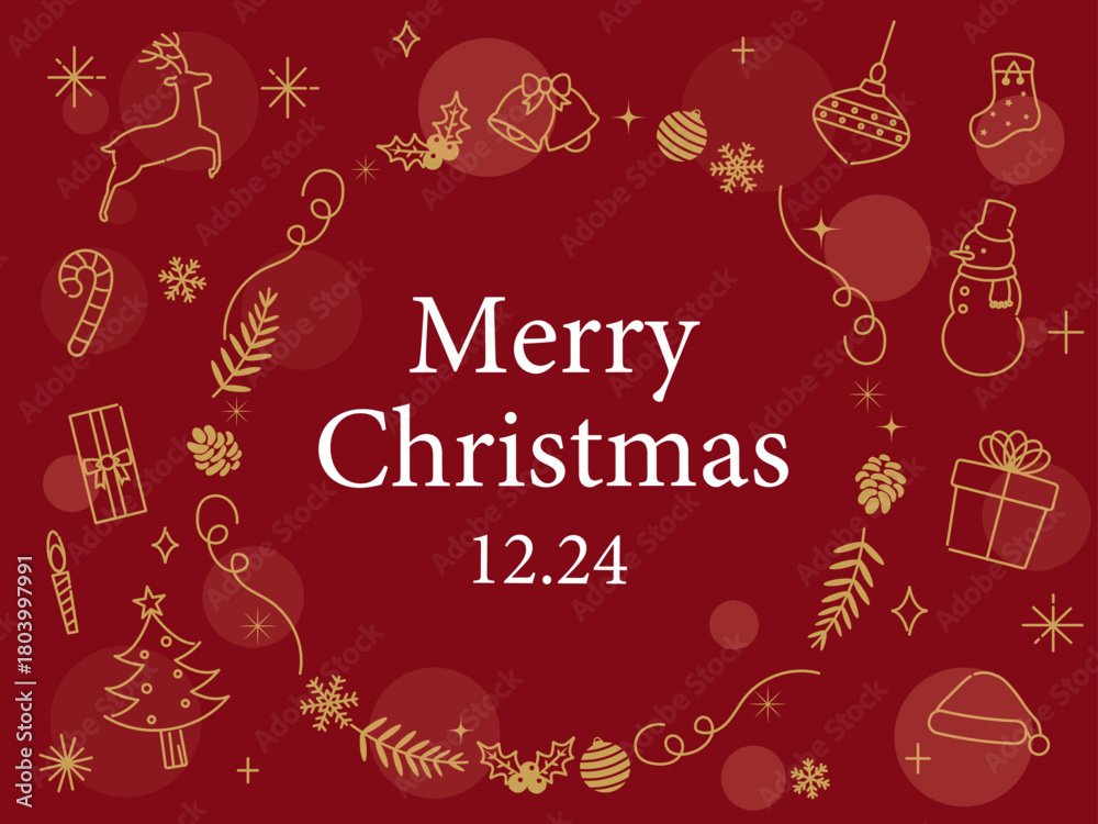 Naklejka premium おしゃれな赤色のクリスマスカードのデザイン