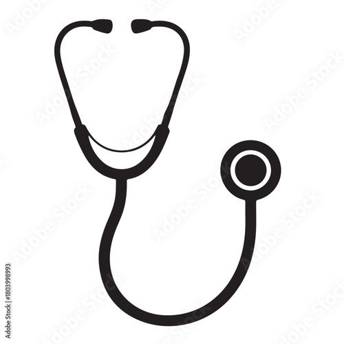 Silhouette of a stethoscope isolated on white background, a vital medical tool for healthcare professionals and patient care