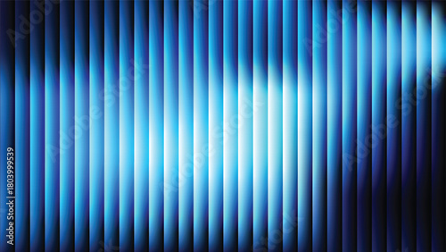 Blue gradient vertical lines abstract background with ribbed glass effect. Futuristic fractal glass background with soft wave, glow, and transparent layers. Modern technology concept