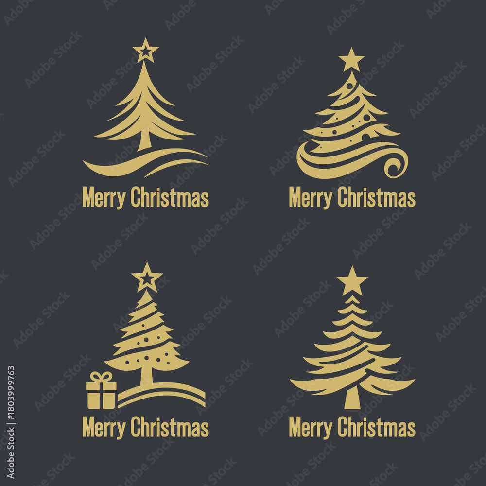 Obraz premium Elegant Christmas Tree Logo Collection