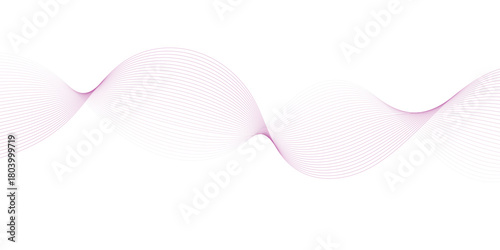 Abstract pink smooth wave on a white background. Dynamic sound wave. Design element. Vector illustration.	