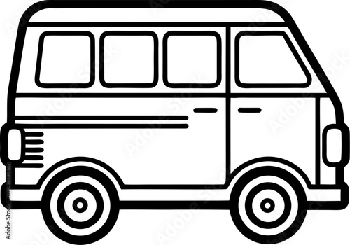 van line art vector icon black and white, white background