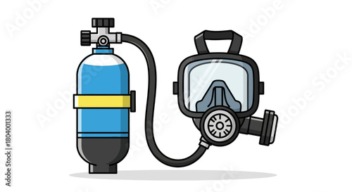 Essential Scuba Diving Equipment Illustration Oxygen Tank and Dive Mask Vector Graphic