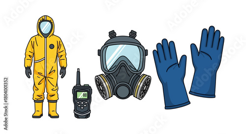 Hazardous Material Safety Equipment Illustration