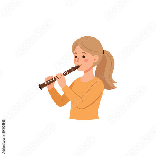 A girl playing the clarinet with a focus on musical skill development and youth engagement and