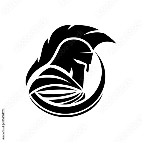 Spartan helmet icon on a white background.