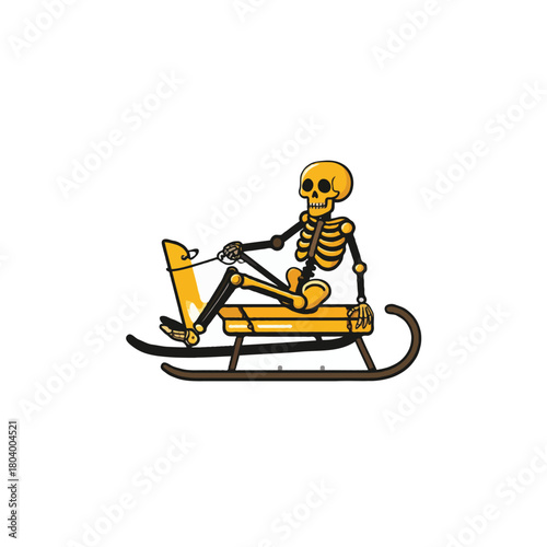 A skeleton's brisk winter voyage on a toboggan, capturing the joyful spirit of the season and
