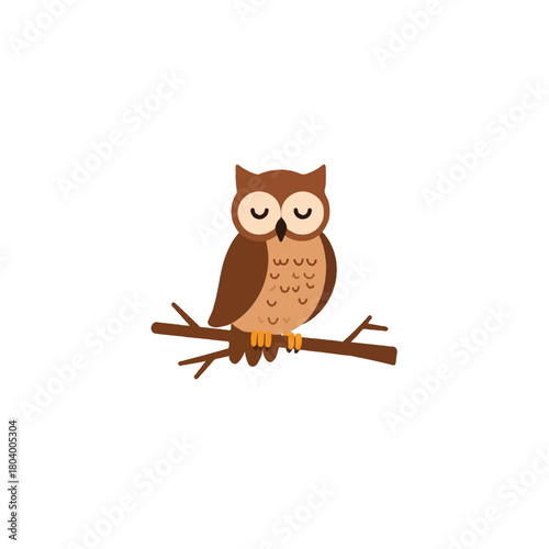 Charming nocturnal bird resting peacefully a gentle illustration of serene owl perched quietly on