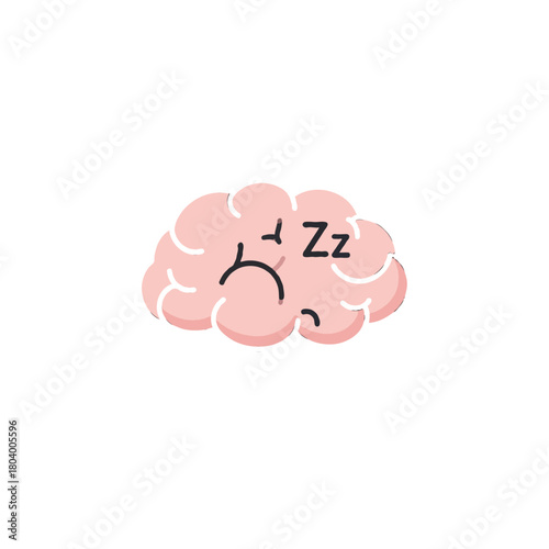 Cute brain character illustration showing burnout, exhaustion, and lack of concentration due to