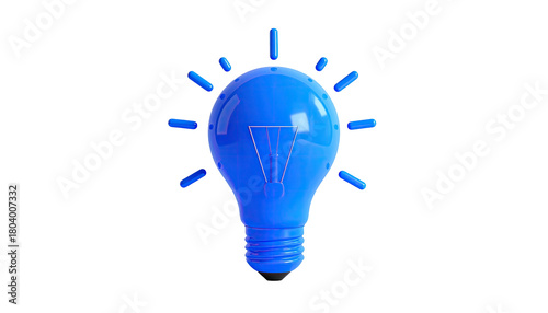 Azure bulb with radiating lines, idea on black