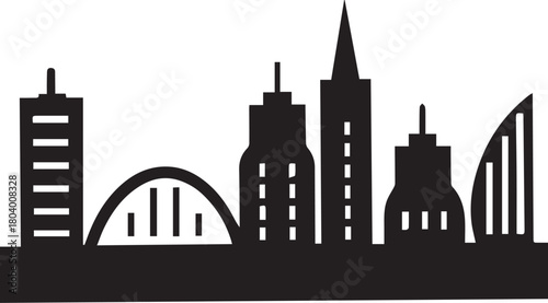 Perth City Skyline Silhouette Vector, City Icon, Logo