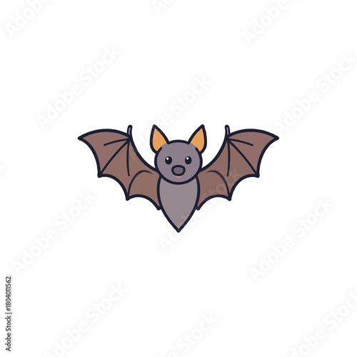 Isolated charming bat illustration for children's books or Halloween decorations showcasing