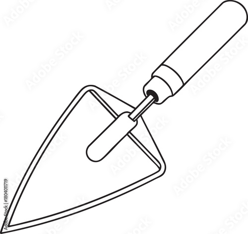 Hand trowel outline illustration showing gardening tool ideal for soil digging planting and outdoor cultivation