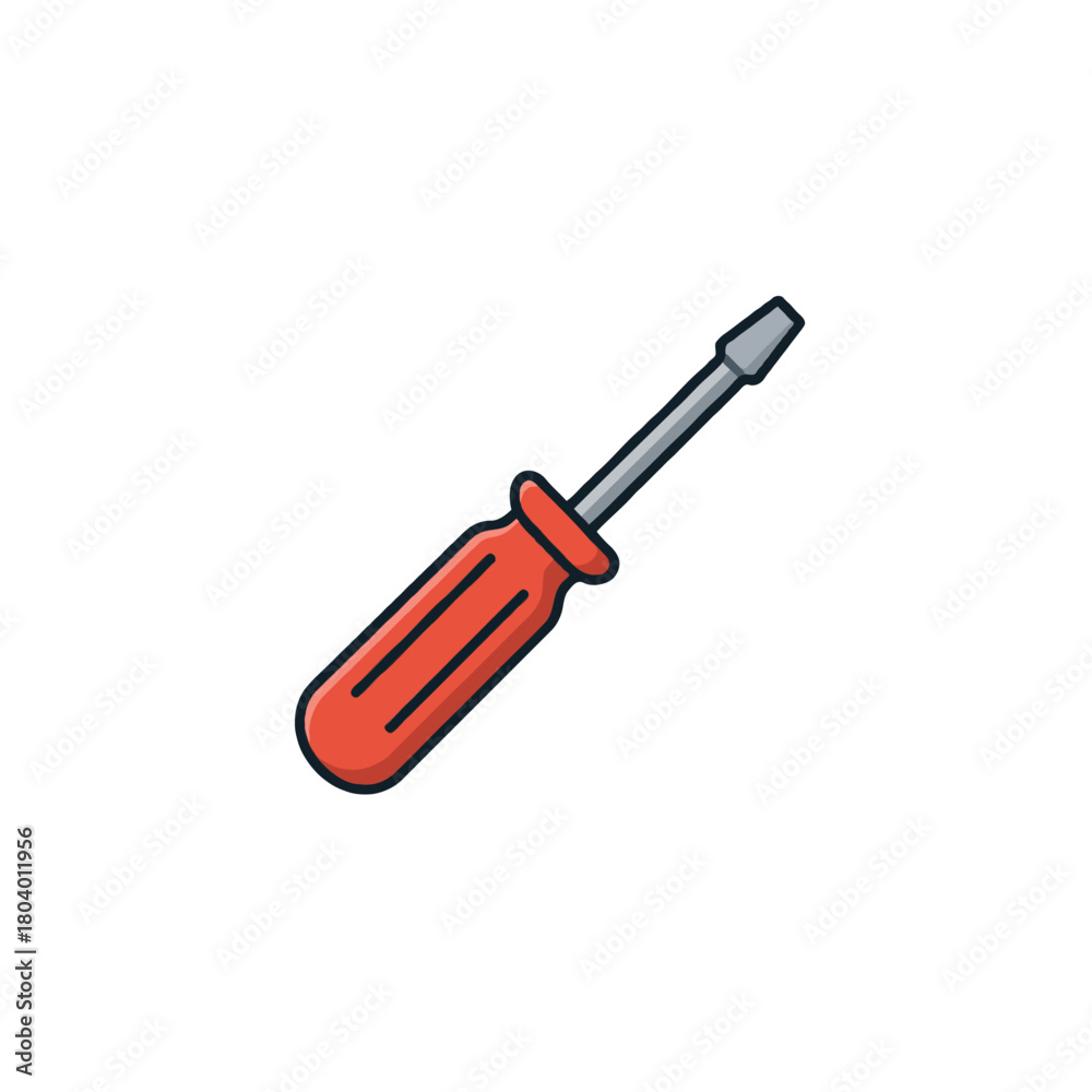 Fototapeta premium Red handled screwdriver tool illustration ideal for diy projects construction and repair designs