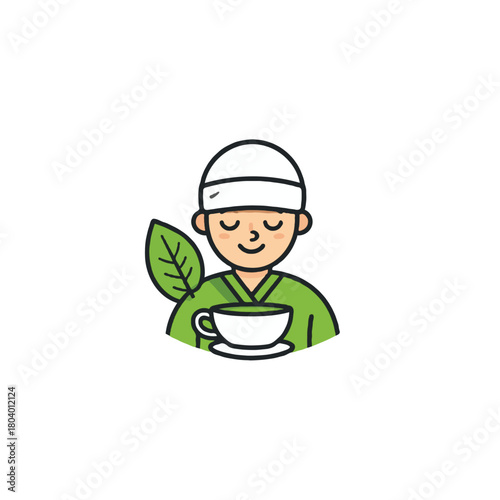 Serene matcha moment personifying tranquil tea time embracing well being for soothing refreshment