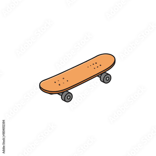 Simple stylized skateboard illustration for beginners capturing the spirit of skateboarding and