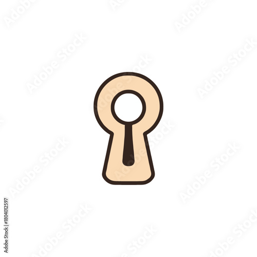 Stylized keyhole depiction against a plain backdrop offering a unique illustrative design element
