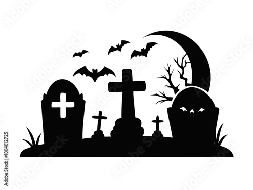 graveyard silhouette halloween Abstract Background.
