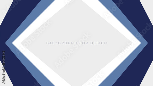 Symmetrical abstract geometric background featuring layered blue and gray rhombus shapes creating a modern frame for corporate design