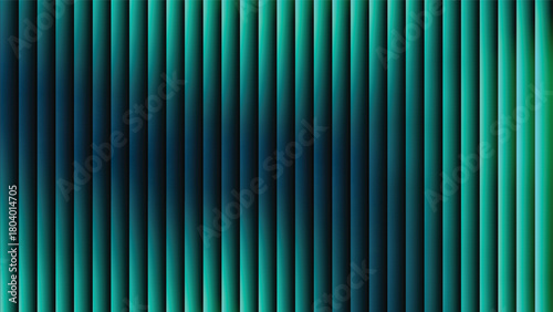 Dark green gradient abstract background with ribbed glass effect. Futuristic fractal glass background with soft wave, glow, and transparent layers. Modern technology concept