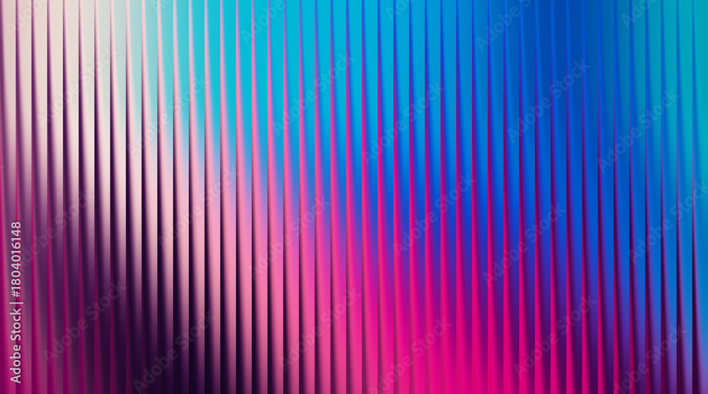 Fototapeta premium Colorful abstract vertical ribbed texture with pink blue and cyan gradient background