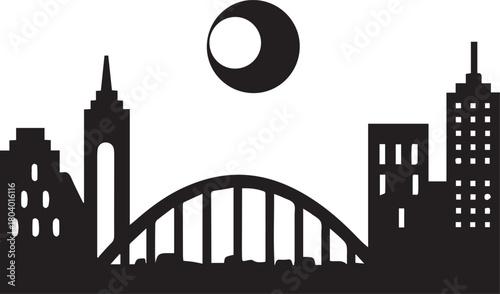 Perth City Skyline Silhouette Vector, City Icon, Logo