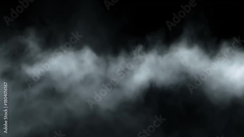 White smoke drifting across a pure black background, creating soft ethereal motion with cinematic seamless looping and atmospheric 16:9 visuals