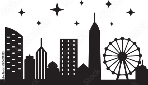 Perth City Skyline Silhouette Vector, City Icon, Logo