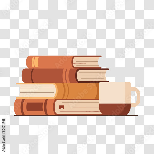 Stack of books with a cup of coffee.