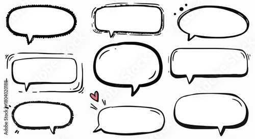 Speech Bubbles Set Vector Collection of Various Shaped Text Message Dialog Boxes for Graphic Design