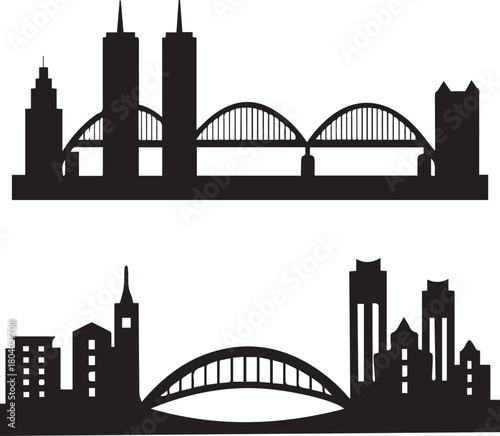 Perth City Skyline Silhouette Vector, City Icon, Logo