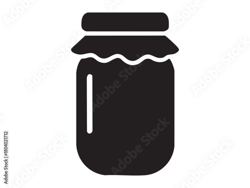 Black silhouette of a jar with lid isolated on white background. concept of food storage, preserved goods, homemade canning, kitchen container, pantry item, icon, logo, design element