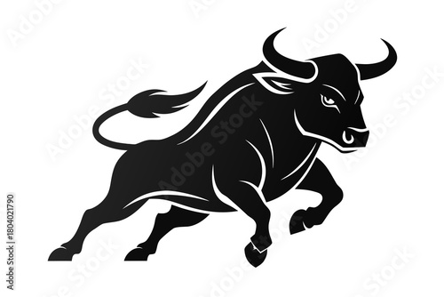 Black and white bull vector illustration isolated on white background