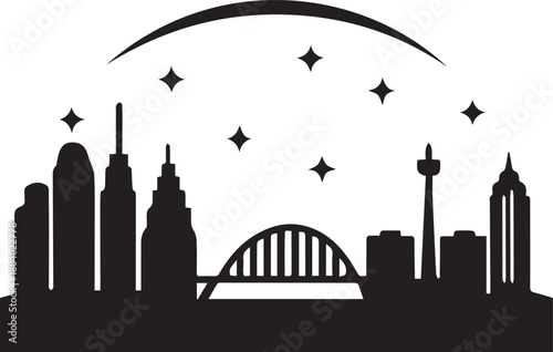 Perth City Skyline Silhouette Vector, City Icon, Logo