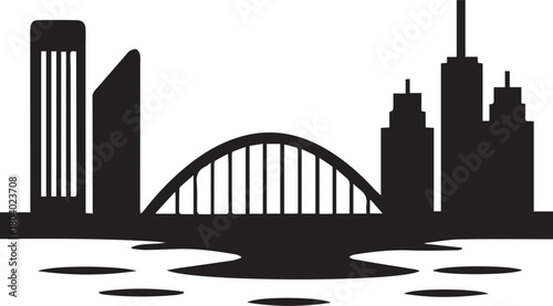 Perth City Skyline Silhouette Vector, City Icon, Logo