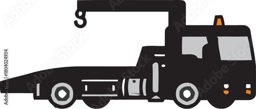 Black Tow Truck or Wrecker Vehicle Icon