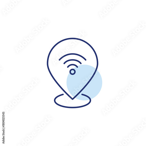 Wi-fi symbol on map pointer. Location and gps services, tracking devices. Pixel perfect, editable stroke vector icon