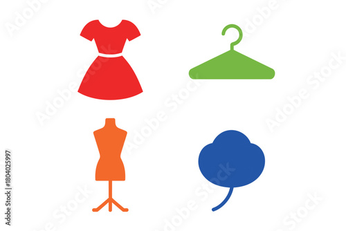 Simple icons representing fashion design and clothing creation