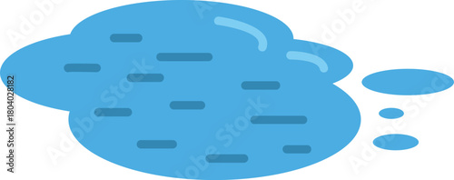 Cartoon blue cloud is partially evaporating, leaving only small drops behind, suitable for meteorology educational illustrations
