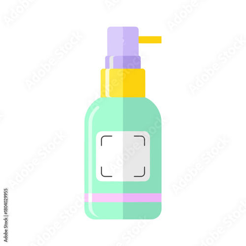 Throat spray bottle in colorful packaging for medical use  