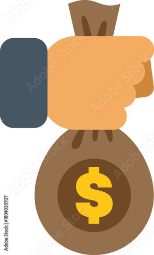 Hand firmly grasping a money bag, symbolizing financial security, profit, and successful investment strategies