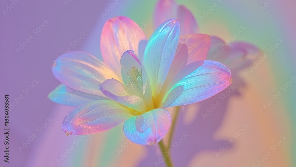 Fototapeta premium A vibrant flower displaying a spectrum of rainbow colors on its petals. 